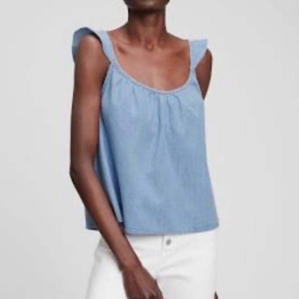 Gap Factory Flutter Sleeve Light Wash Indigo Tank Top Size Large